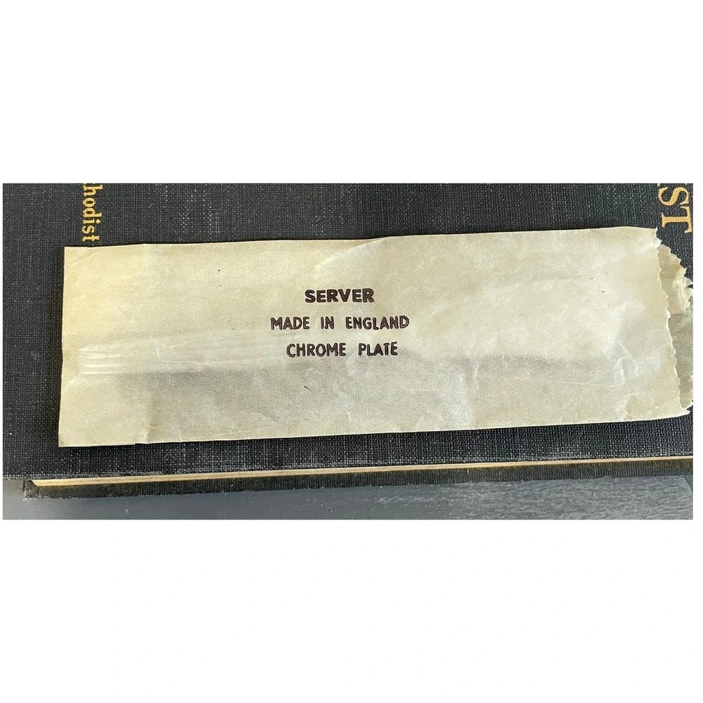 Vtg 3pc Crystal Butter Dish Server‎ Spreader England Bright Chrome Stainless MCM